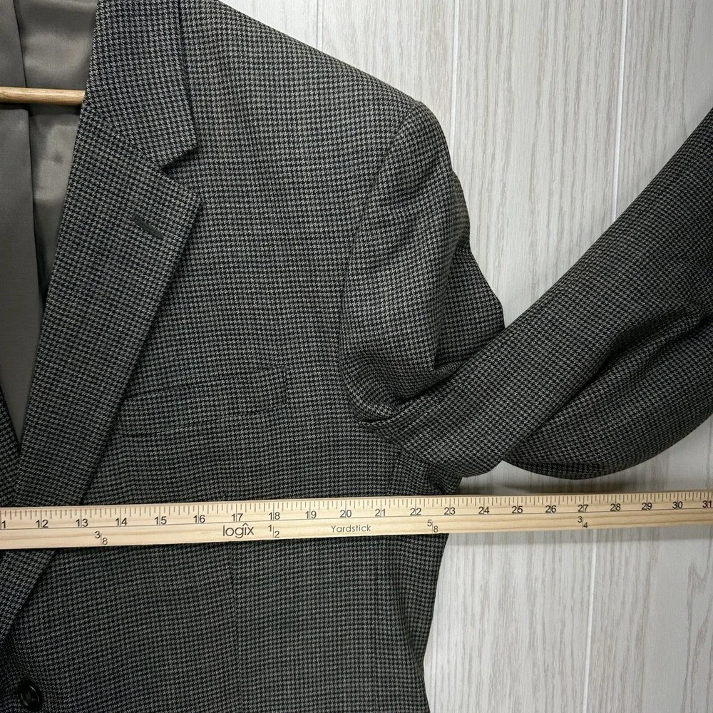 Jos A Bank Suit Sport‎ Jacket Mens 46R Black Tan Gray Houndstooth 100% Wool